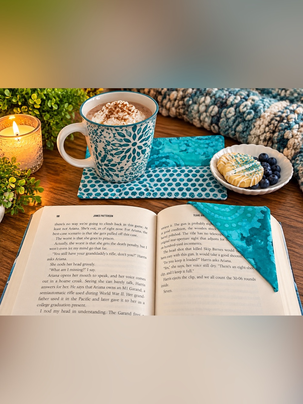 Handmade Coordinating Mug Rug & Bookmark Set – Cozy Reading Gift NWT